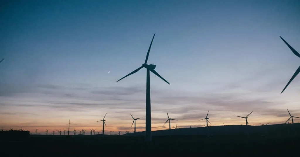 Fazenda de torres de captação de energia eólica