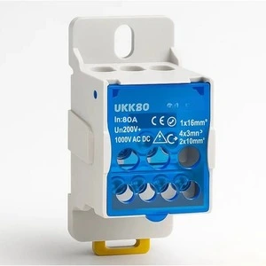 Bloco de derivação Bloco de distribuição 80a 1 entrada 6 saídas monofásico 1p