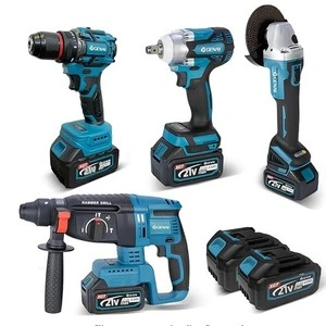 Kit de máquinas Brushless Kit de ferramentas completo 4 em 1 Kit - 2 Bateria 21v - 110V 220V