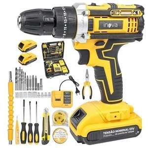 Parafusadeira Furadeira e parafusadeira de impacto sem fio 21V, kit ferramentas 30 acessórios com 2 baterias 2000mAh